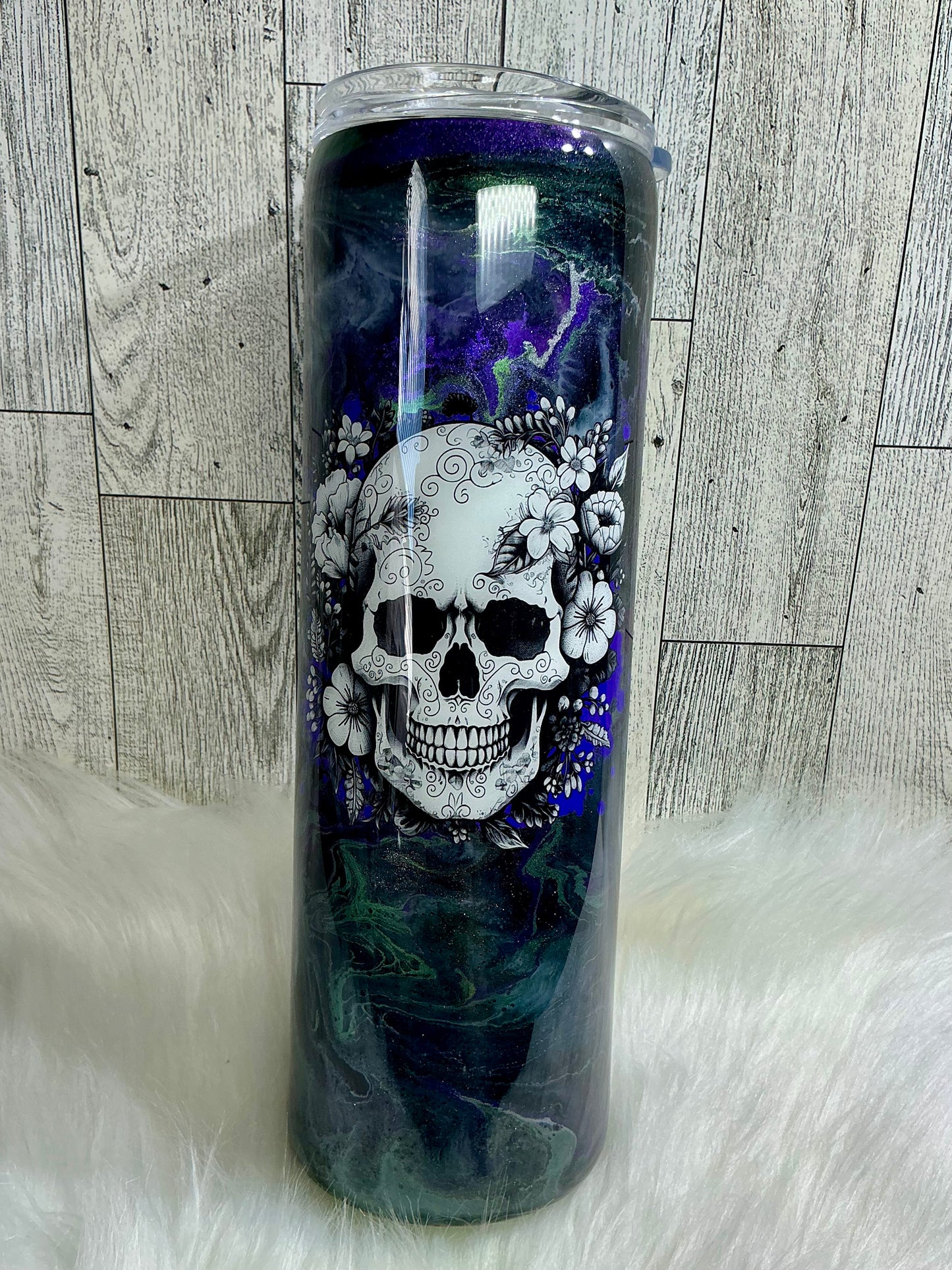 Floral skull tumbler