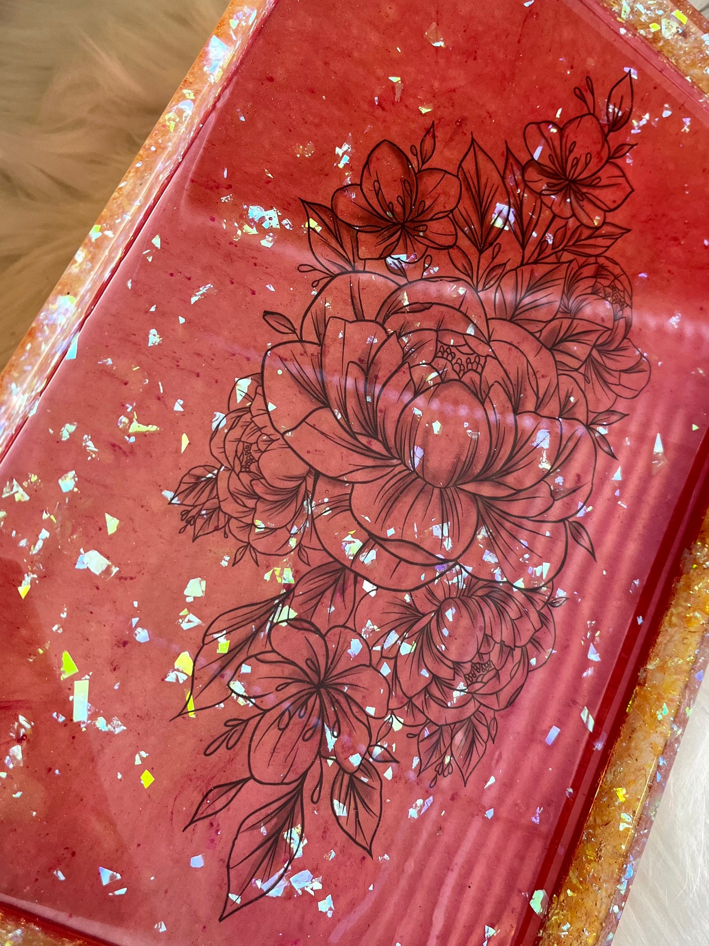 Resin Floral Tray (tattoo flowers)