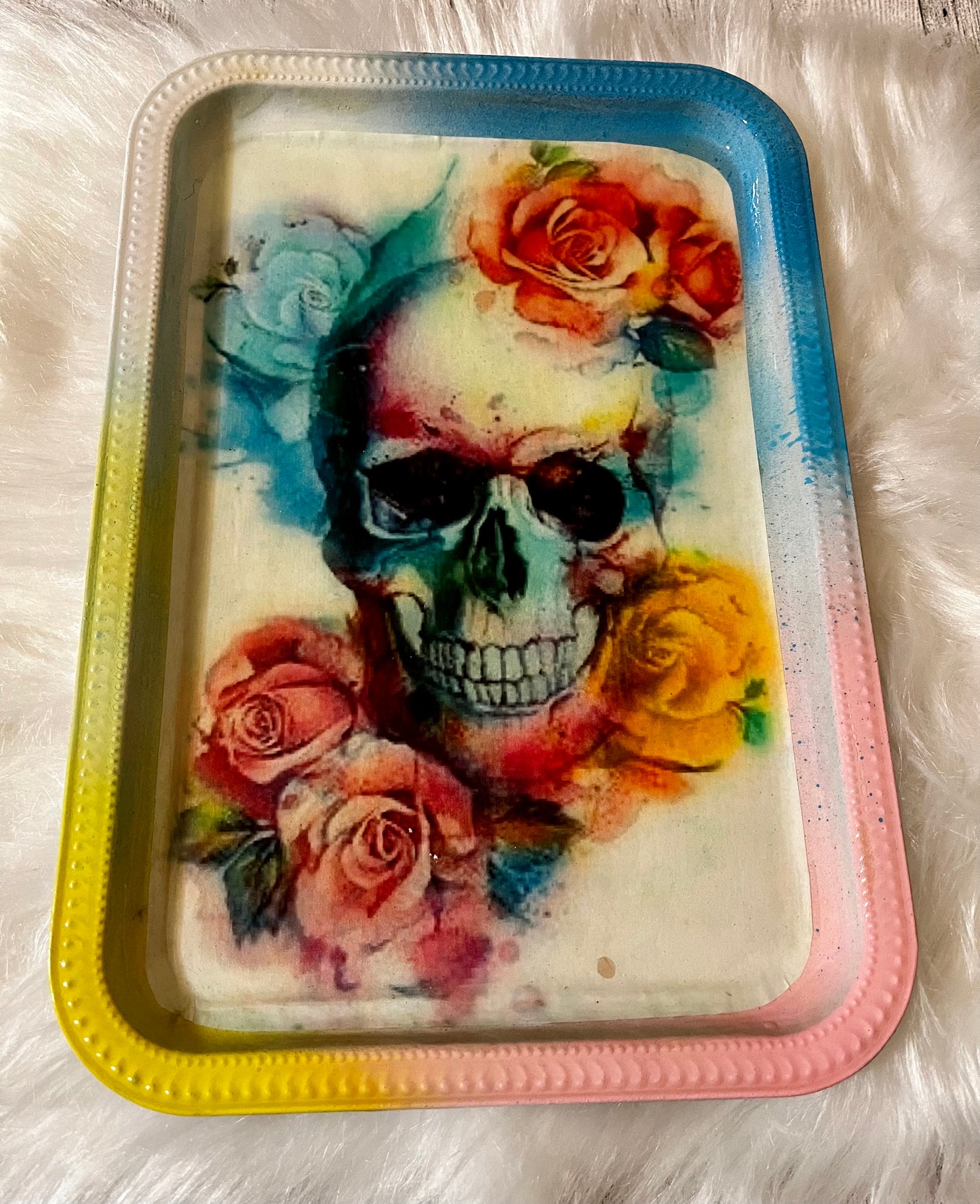 Floral Skull Tray (metal)