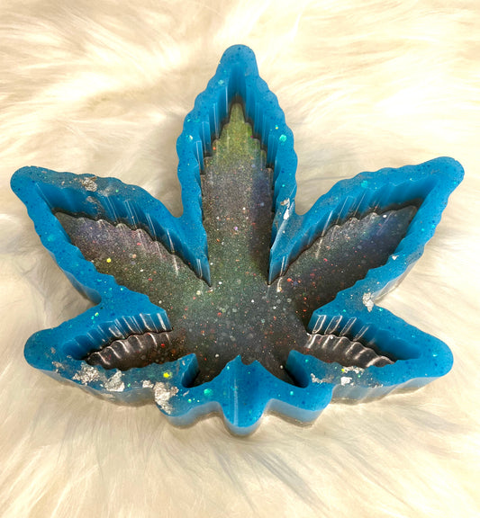 Silver-Blue 420 Leaf Ashtray