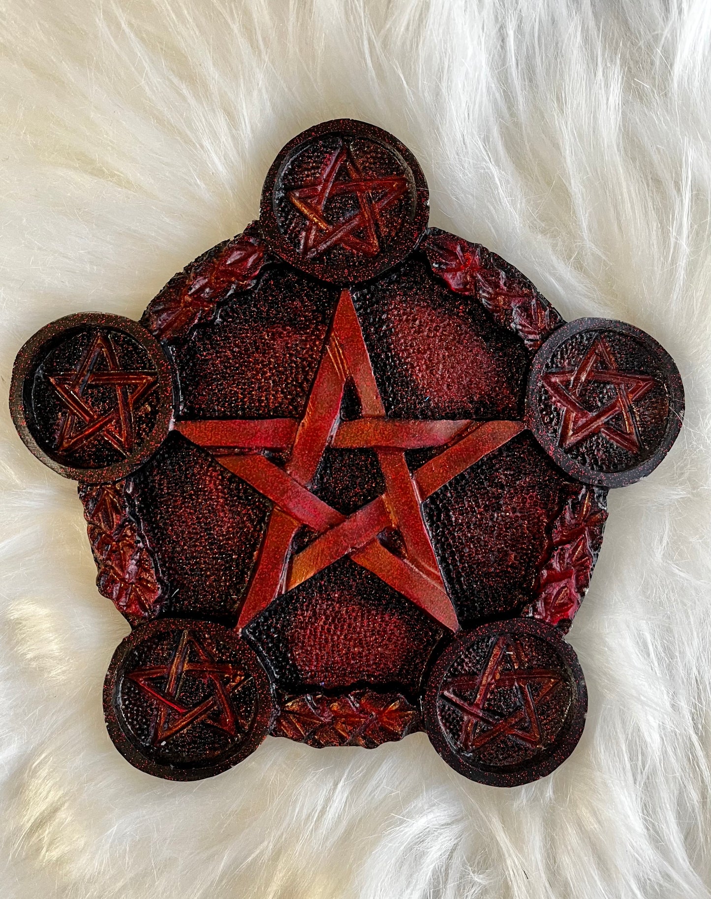 Pentagram Pentacle Candle Holder tea light holder (black-red) CAB