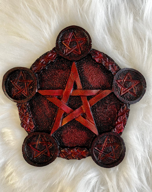 Pentagram Pentacle Candle Holder tea light holder (black-red) CAB