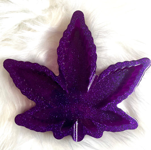 Purple glitter 420 Leaf Ashtray