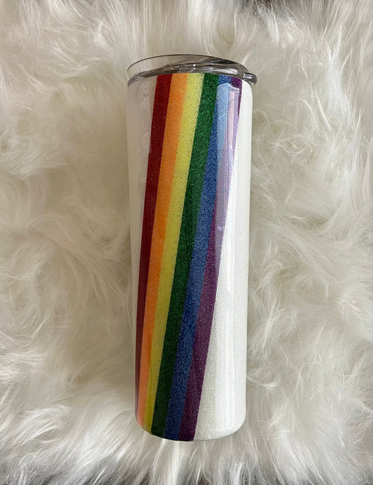 20 oz skinny tumbler ( rainbow stripes)