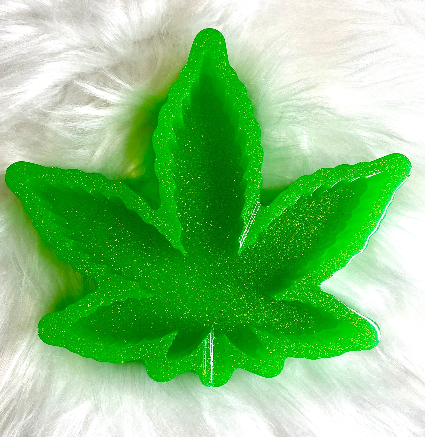 Green Glitter 420 Leaf Ashtray